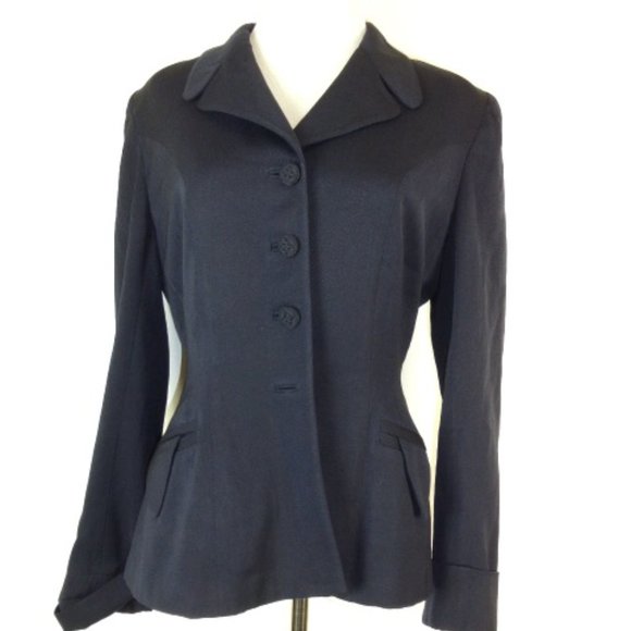 Jackets & Blazers - VINTAGE 40S 50S NAVY BLUE  Fitted blazer JACKET M / L  8